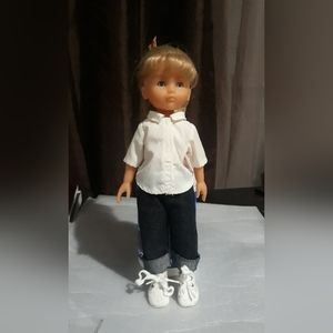 Les Cheries Corolle 14"  Doll Camille Gentle Blonde White Blouse Shoes Blue Jean
